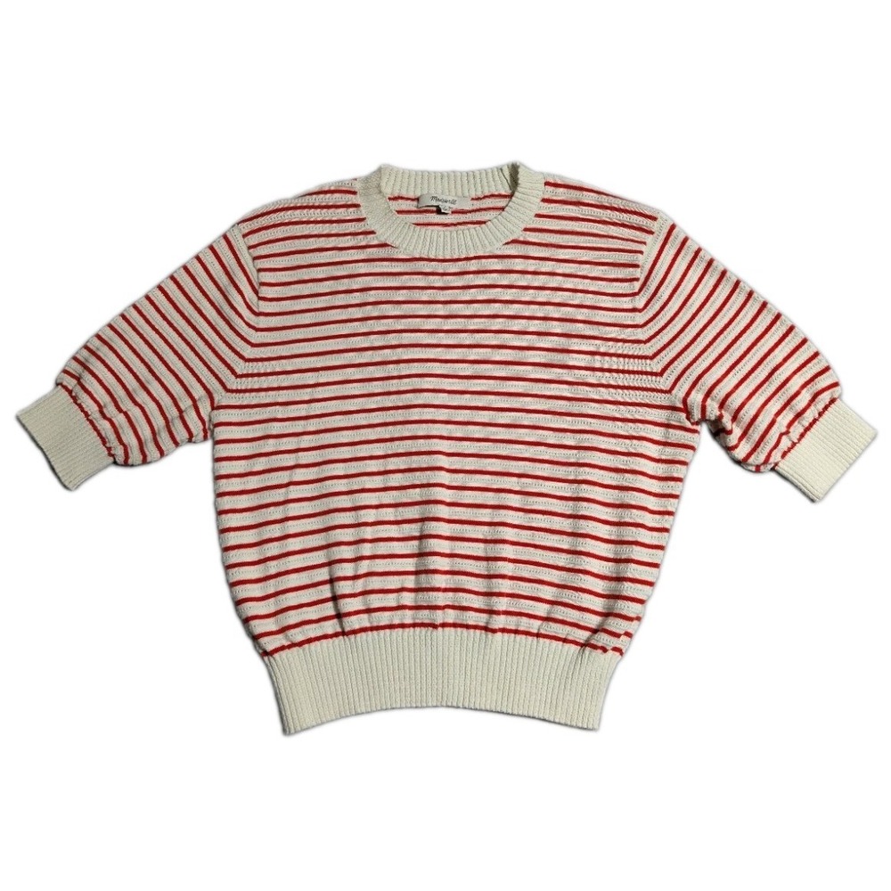 Madewell Textural-Stitch Crewneck Sweater in 100% Cotton